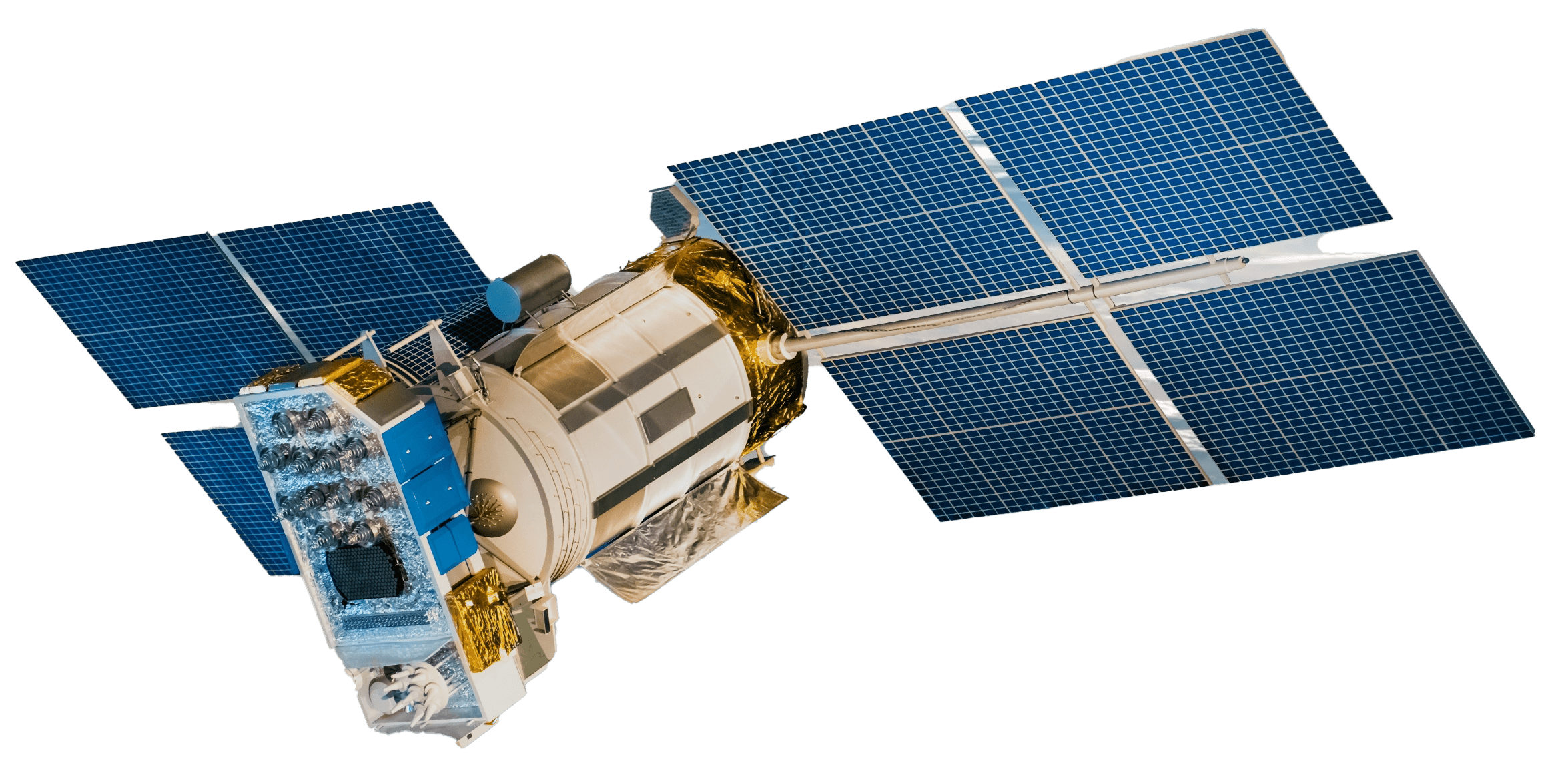 Satellite with extended solar arrays