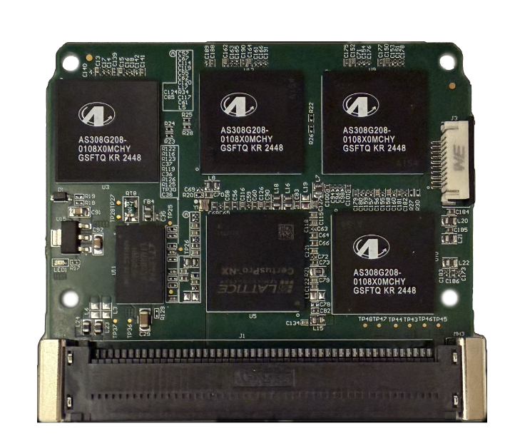 Close-up of electronic circuit board with chips.